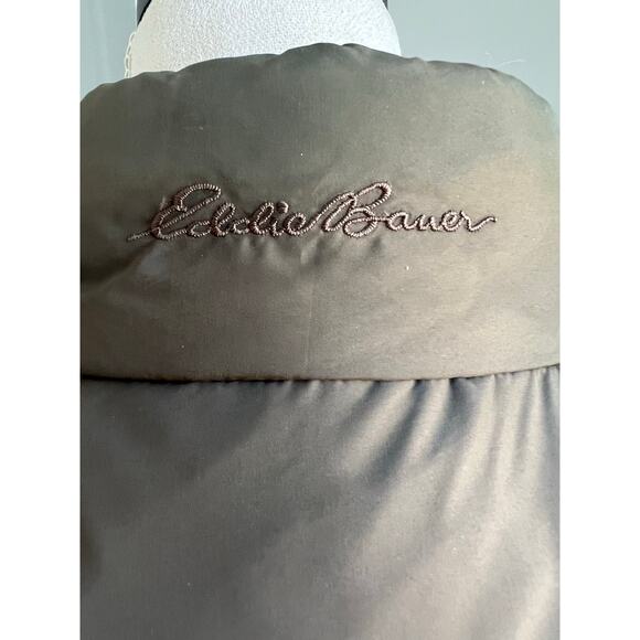 Eddie Bauer Premium Brown Goose Down Puffer Vest Full Zip Pockets Adult XL Tall - Picture 7 of 16